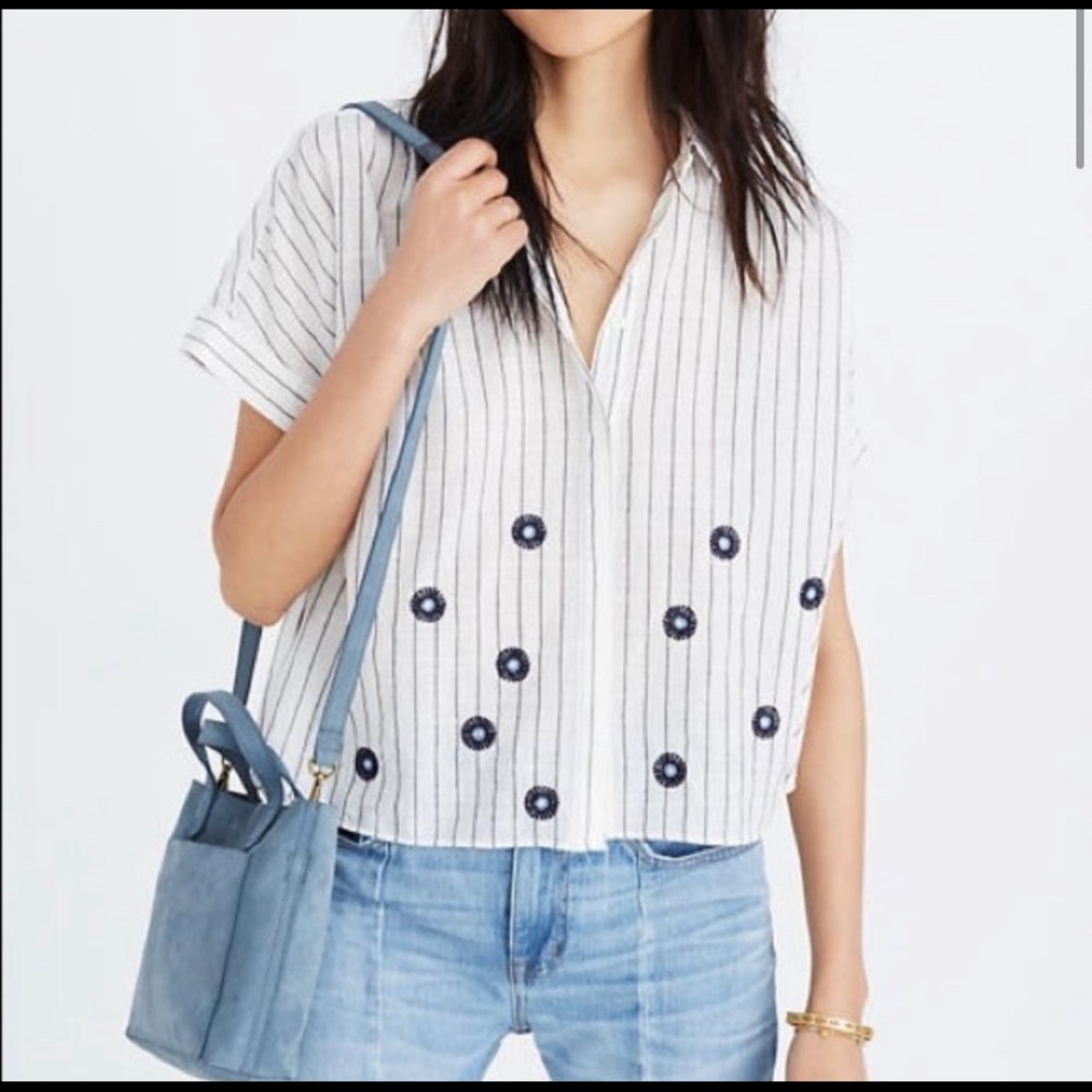 Madewell Hilltop Embroidered Courier Stripe Top